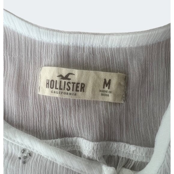 Hollister White Sleeveless Flowy Embroidered Tank Top Medium Scoop Neck - Picture 5 of 13